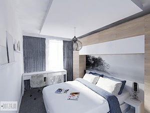 Wnętrze w styu eleganckiej nowoczesności - Średnia biała szara z biurkiem sypialnia - zdjęcie od Interiors Poland