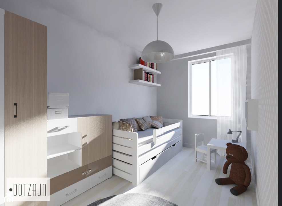 Wnętrze w styu eleganckiej nowoczesności - Średni beżowy biały pokój dziecka dla dziecka dla chłopca - zdjęcie od Interiors Poland - Homebook