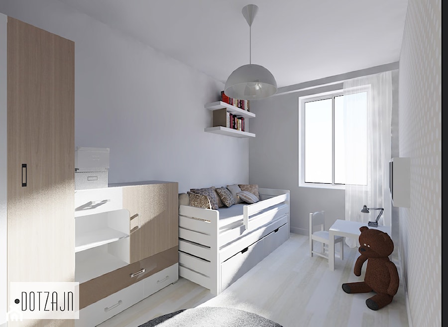 Wnętrze w styu eleganckiej nowoczesności - Średni beżowy biały pokój dziecka dla dziecka dla chłopca - zdjęcie od Interiors Poland