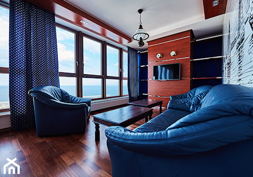 Nadmorski styl - Individual - Średni niebieski salon - zdjęcie od Interiors Poland