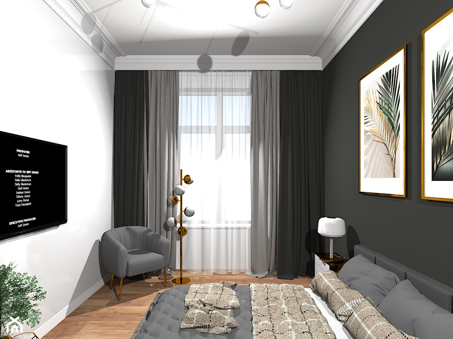 Zielona sypialnia dla marzeń o niebieskich migdałach - zdjęcie od MalgoWy Projektuje, arch. Małgorzata Wyrzykowska