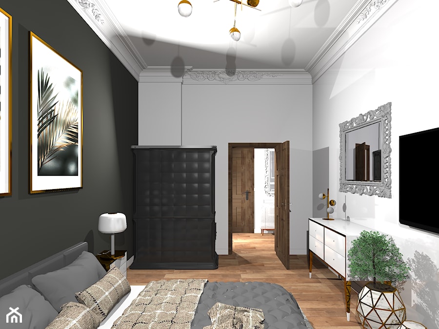 Zielona sypialnia dla marzeń o niebieskich migdałach - zdjęcie od MalgoWy Projektuje, arch. Małgorzata Wyrzykowska