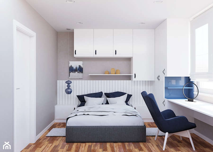 Navy Blue Bedroom - zdjęcie od Pracownia Projektowa HybriDesign Adelina Czerbak
