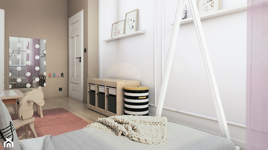 MIESZKANIE II - Mały biały brązowy różowy pokój dziecka dla dziecka dla dziewczynki - zdjęcie od START DESIGN