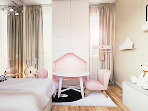 DOM PRYWATNY - Mały biały różowy pokój dziecka dla dziecka dla dziewczynki - zdjęcie od START DESIGN