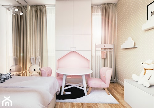 DOM PRYWATNY - Mały biały różowy pokój dziecka dla dziecka dla dziewczynki - zdjęcie od START DESIGN