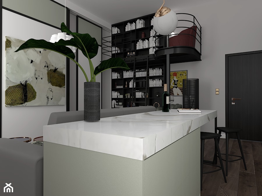 Mieszkanie w Warszawie - Mały szary salon z jadalnią, styl nowoczesny - zdjęcie od MOOKA Studio