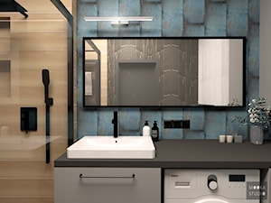 Ekstrawagancka Wola - Mała bez okna z pralką / suszarką z lustrem łazienka, styl industrialny - zdjęcie od MOOKA Studio