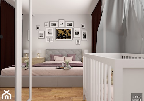 Przytulna sypialnia - Średnia czarna szara sypialnia, styl tradycyjny - zdjęcie od MOOKA Studio