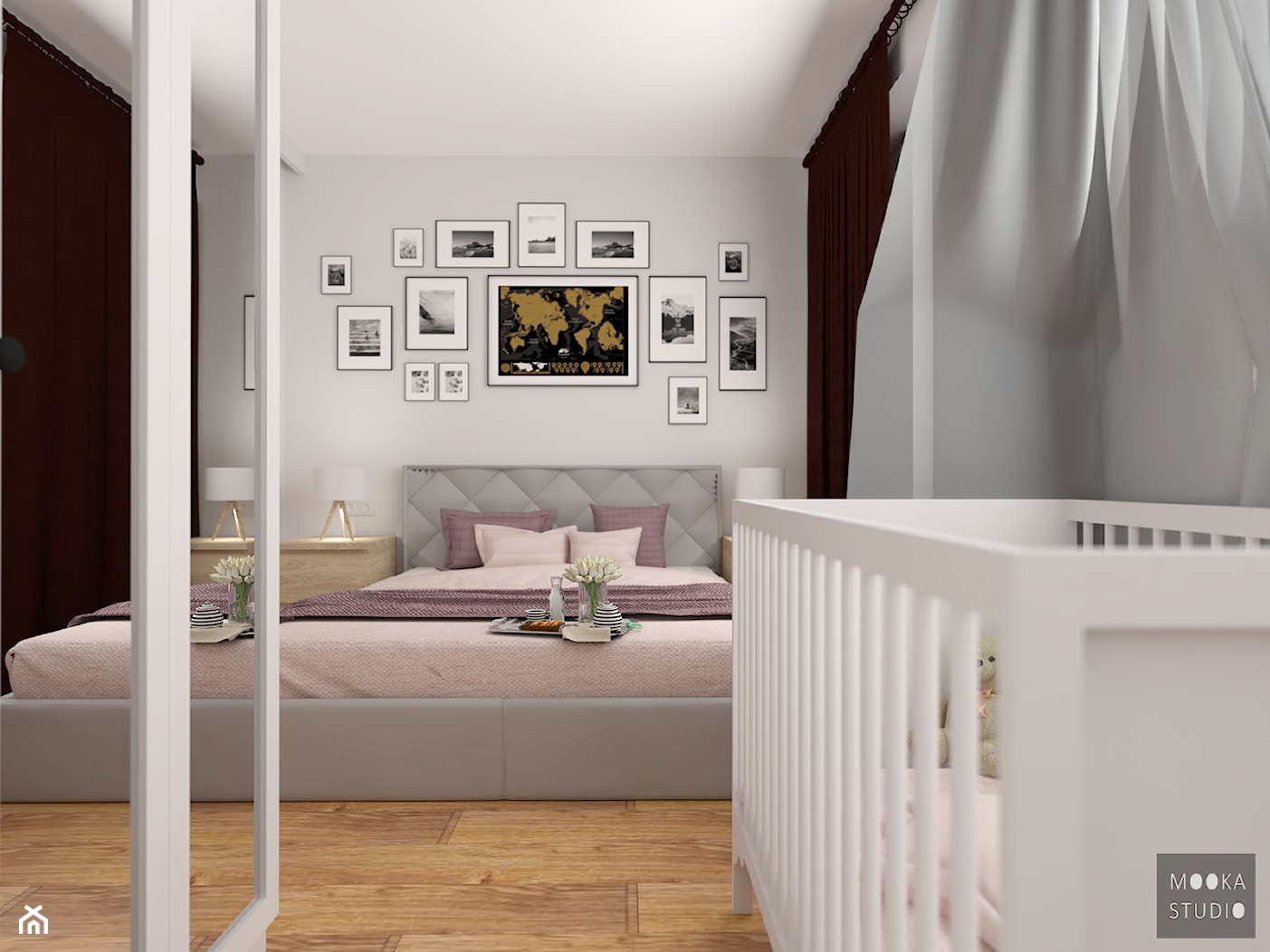 Przytulna sypialnia - Średnia czarna szara sypialnia, styl tradycyjny - zdjęcie od MOOKA Studio - Homebook