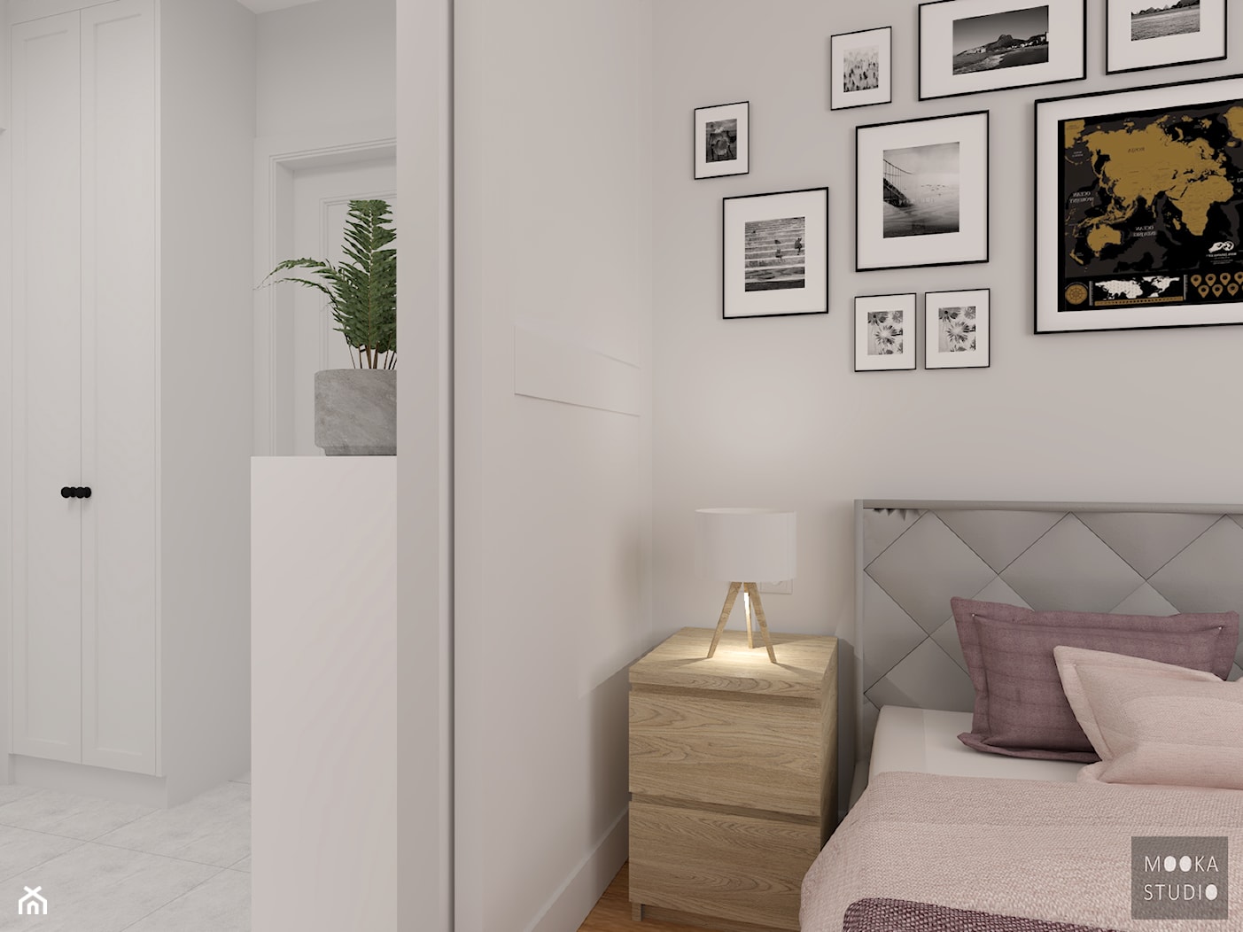 Przytulna sypialnia - Mała biała sypialnia, styl tradycyjny - zdjęcie od MOOKA Studio - Homebook