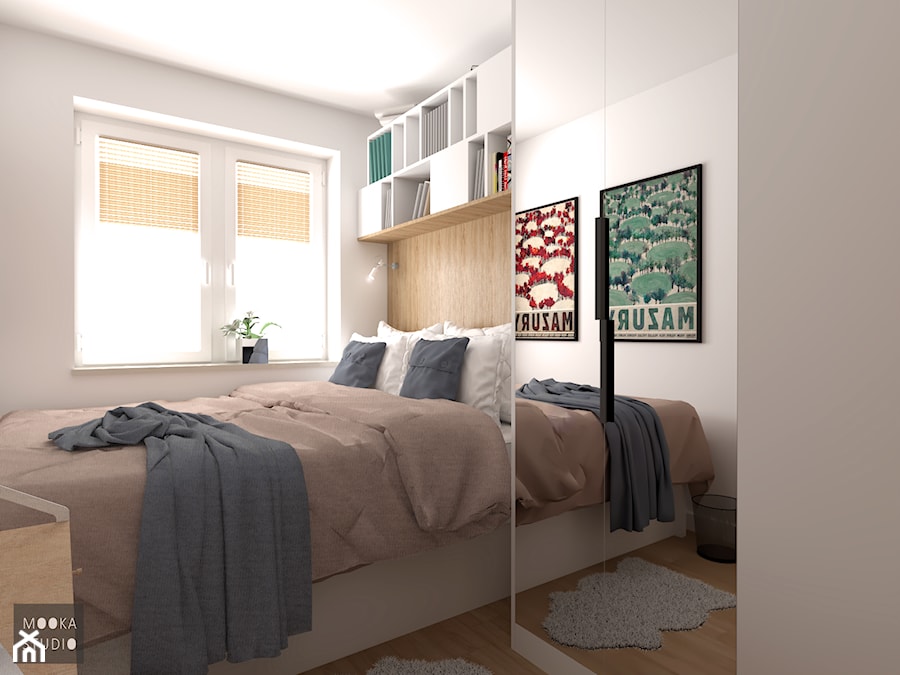 Mieszkanie w Warszawie - Średnia biała sypialnia, styl skandynawski - zdjęcie od MOOKA Studio