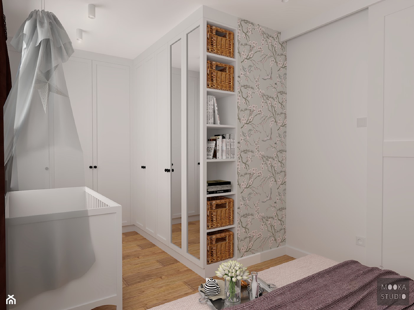 Przytulna sypialnia - Średnia biała sypialnia, styl tradycyjny - zdjęcie od MOOKA Studio - Homebook
