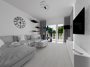 salon nowoczesny czarno-biały - zdjęcie od QL Home