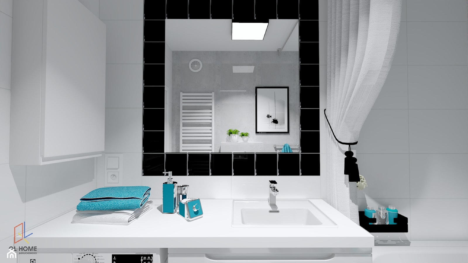 łazienka biało - czarna i dodatki w kolorze : ) - zdjęcie od QL Home - Homebook