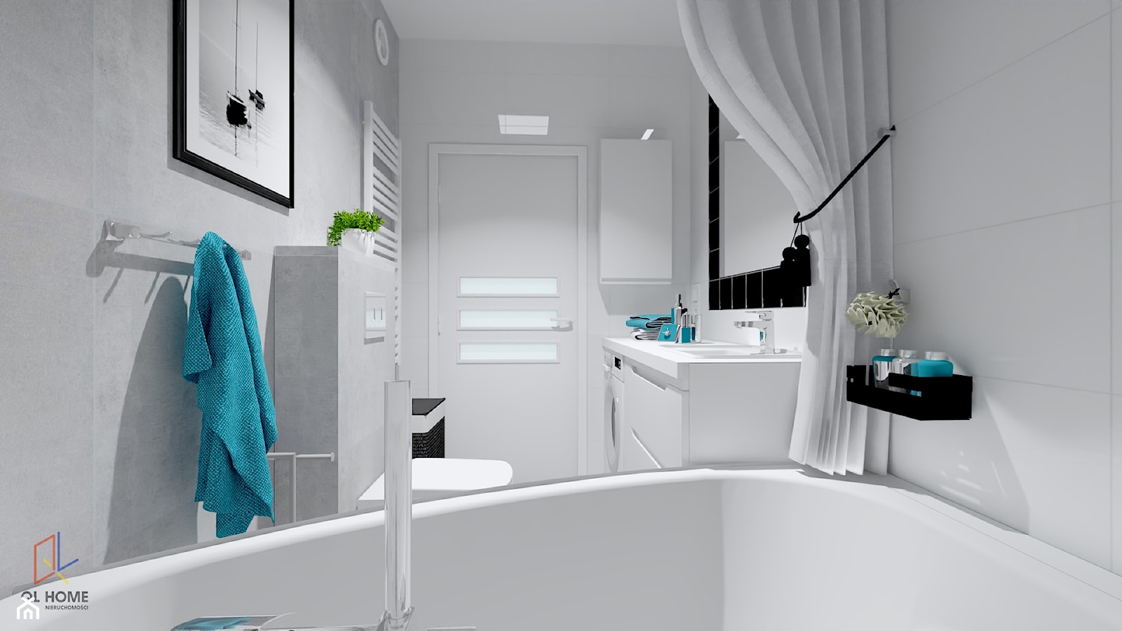 łazienka biało - czarna i dodatki w kolorze : ) - zdjęcie od QL Home - Homebook