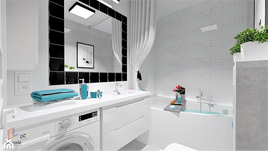 łazienka biało - czarna i dodatki w kolorze : ) - zdjęcie od QL Home