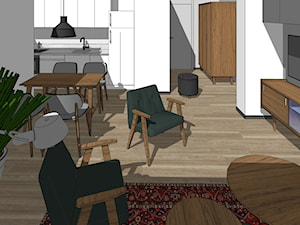 pokój dzienny z kuchnią i jadalnią . projekt wnętrza - zdjęcie od Studio Nastroje Agnieszka Szefler