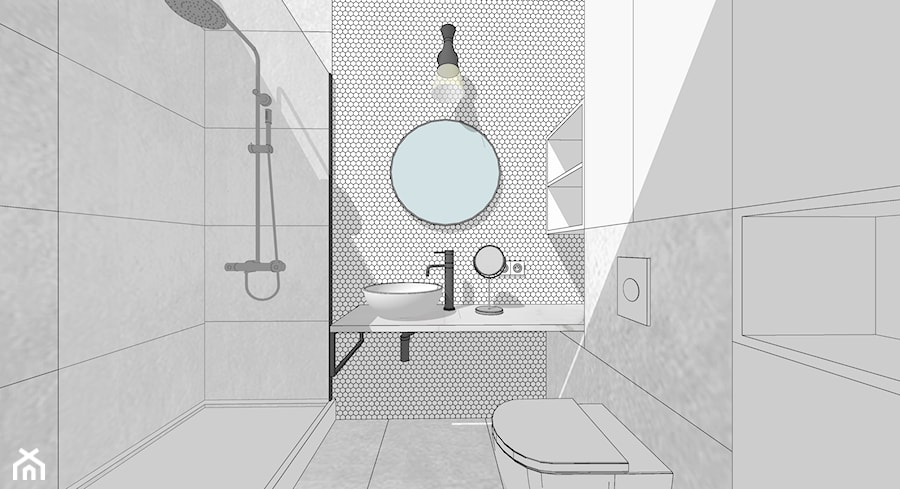 projekt wnętrza łazienki z dekoracją w tle - zdjęcie od Studio Nastroje Agnieszka Szefler