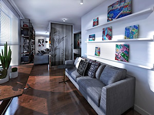 Apartment Warszawa - Średnie w osobnym pomieszczeniu z sofą z zabudowanym biurkiem białe biuro, styl nowoczesny - zdjęcie od radecki.design