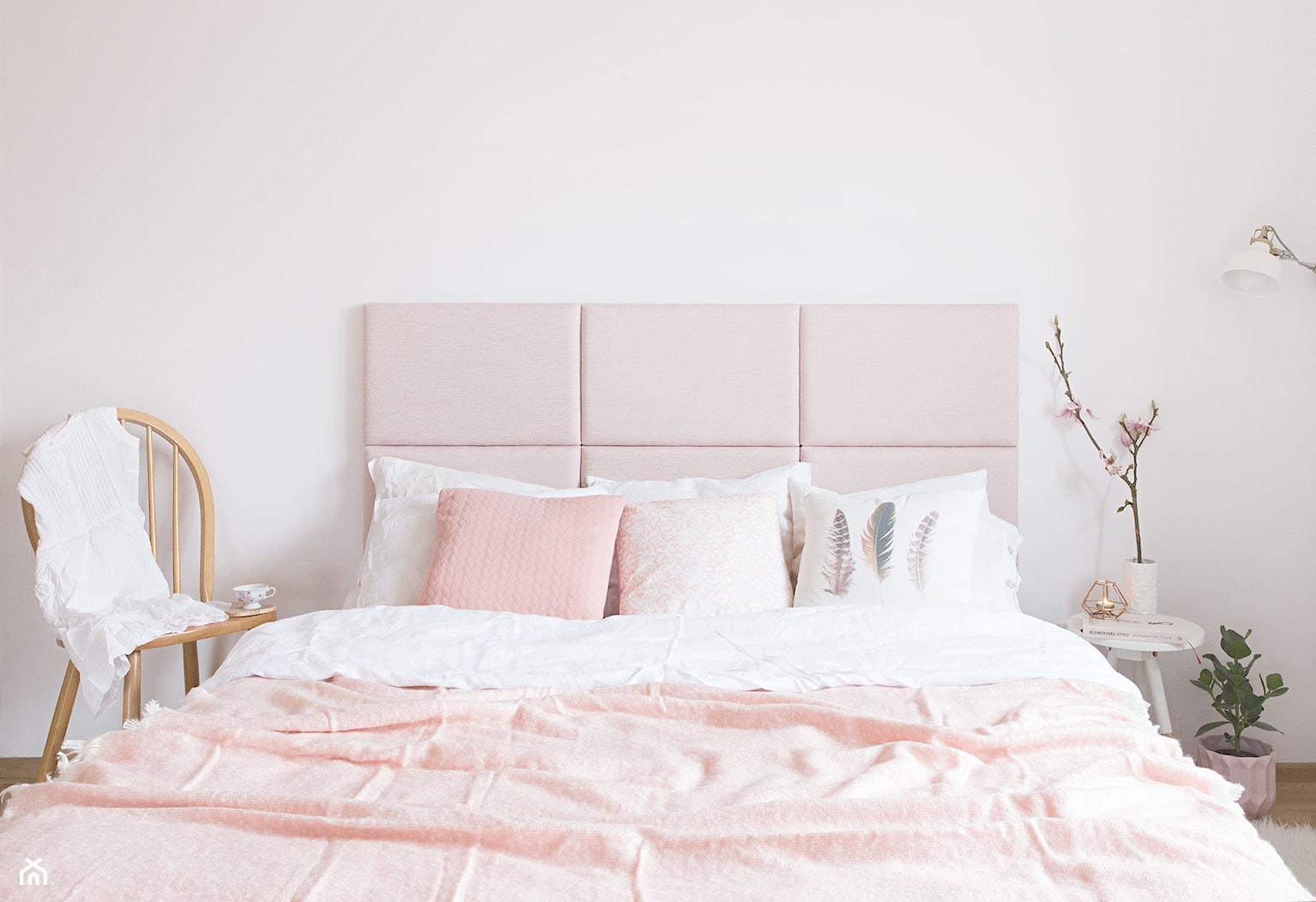 Projekt sypialnia, Zagłówek tapicerowany do łóżka, nowoczesne wezgłowie - Sypialnia - zdjęcie od madeforbed - Homebook