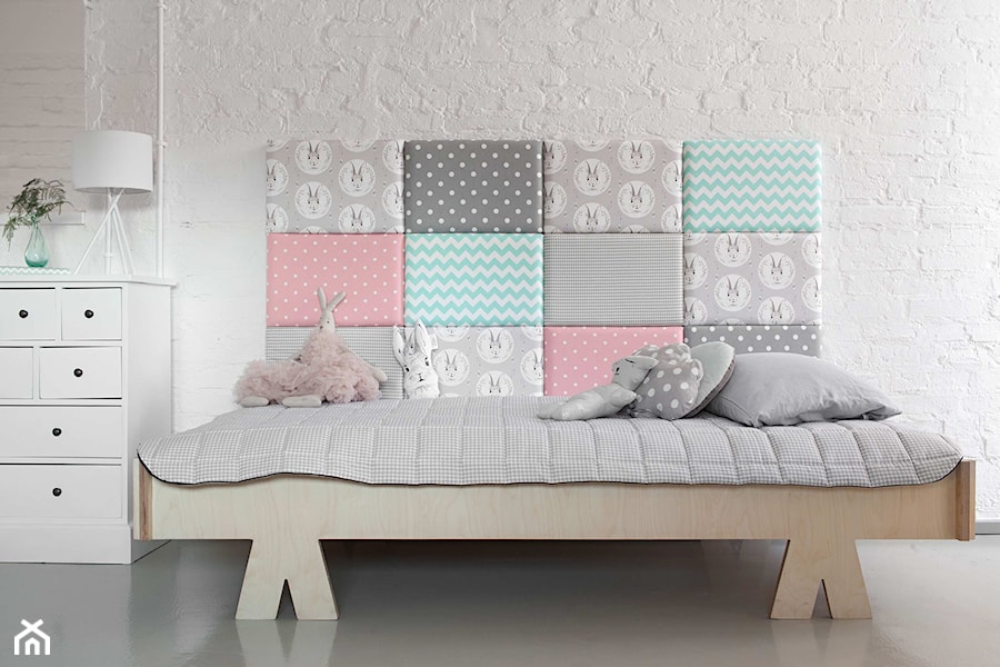 Projekt sypialnia, Zagłówek tapicerowany do łóżka, nowoczesne wezgłowie - Sypialnia - zdjęcie od madeforbed
