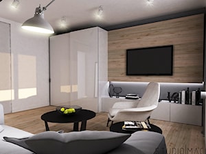 PROJEKT MIESZKANIA 55 m2 - Średni biały szary salon, styl minimalistyczny - zdjęcie od STUDIO MAC
