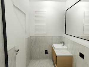Sunny Flat - Mała bez okna z lustrem z marmurową podłogą łazienka - zdjęcie od URBAN DESIGN WARSAW