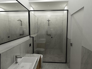 Sunny Flat - Mała bez okna z lustrem z marmurową podłogą z punktowym oświetleniem łazienka - zdjęcie od URBAN DESIGN WARSAW