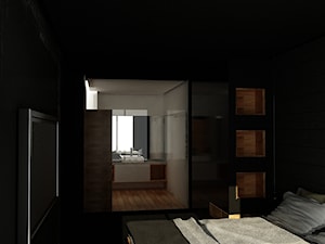 Cubes, cubes, cubes - Średnia czarna sypialnia z łazienką - zdjęcie od URBAN DESIGN WARSAW