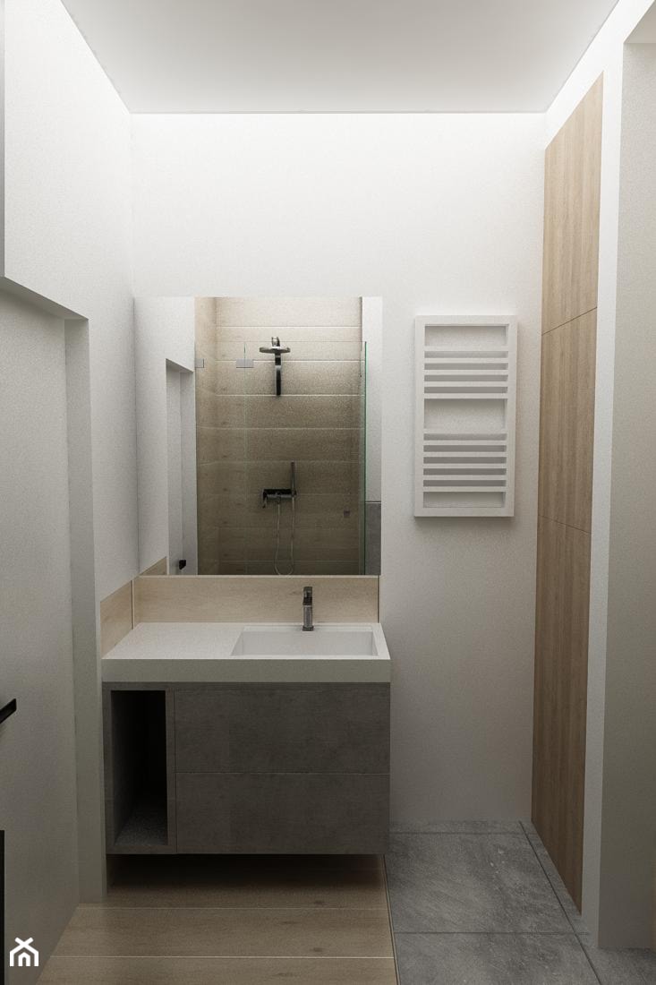 Muranów Flat - Średnia bez okna z lustrem łazienka - zdjęcie od URBAN DESIGN WARSAW