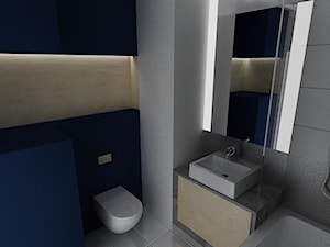 Concrete Space - Średnia bez okna z lustrem z punktowym oświetleniem łazienka - zdjęcie od URBAN DESIGN WARSAW