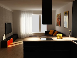 Orange Juice - Średni czarny szary salon z kuchnią - zdjęcie od URBAN DESIGN WARSAW