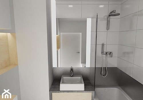 Concrete Space - Mała bez okna z lustrem z punktowym oświetleniem łazienka - zdjęcie od URBAN DESIGN WARSAW
