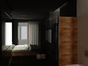 Cubes, cubes, cubes - Średnia czarna sypialnia z łazienką - zdjęcie od URBAN DESIGN WARSAW