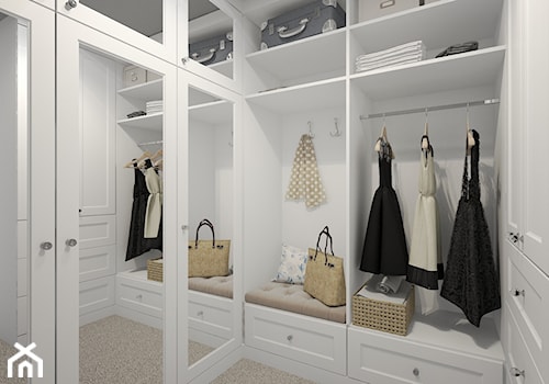 Mała zamknięta garderoba oddzielne pomieszczenie, styl glamour - zdjęcie od kameleonczestochowa