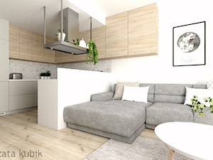 Koninko - mieszkanie - Średni biały szary salon z kuchnią, styl skandynawski - zdjęcie od Malgorzata Kubik