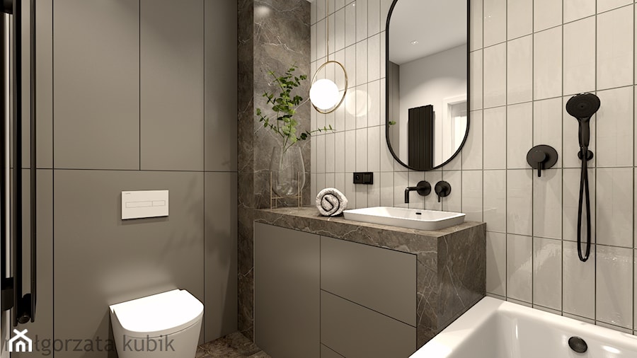 Elegancka łazienka - Mała bez okna z lustrem z marmurową podłogą z punktowym oświetleniem łazienka, styl glamour - zdjęcie od Malgorzata Kubik