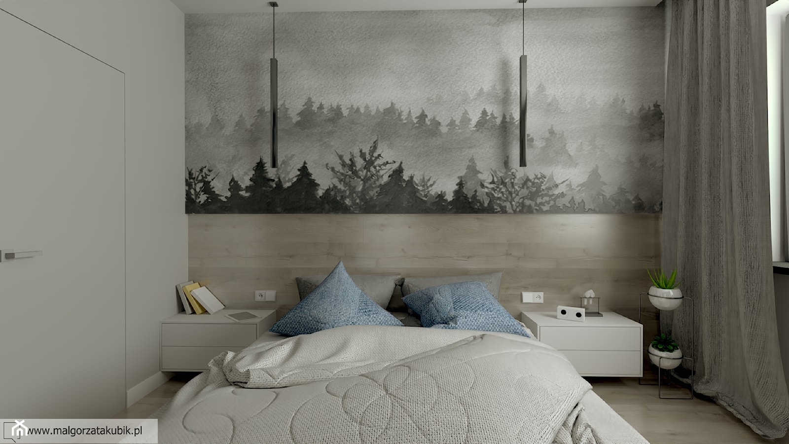 Sypialnia z motywem lasu - zdjęcie od Malgorzata Kubik - Homebook
