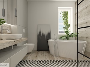 Łazienka z czarno białymi płytkami patchwork - zdjęcie od Malgorzata Kubik