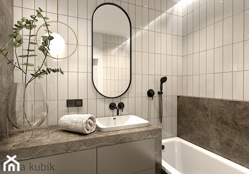 Elegancka łazienka - Mała bez okna z lustrem łazienka, styl nowoczesny - zdjęcie od Malgorzata Kubik