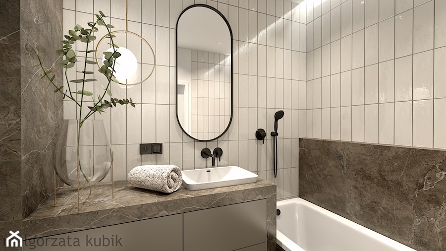 Elegancka łazienka - Mała bez okna z lustrem łazienka, styl nowoczesny - zdjęcie od Malgorzata Kubik