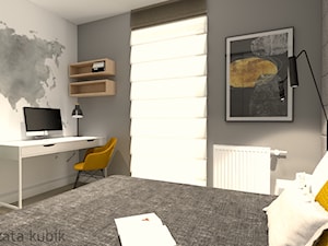 Sypialnia szarość-biel-drewno - zdjęcie od Malgorzata Kubik