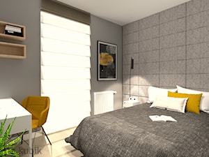 Sypialnia szarość-biel-drewno - zdjęcie od Malgorzata Kubik