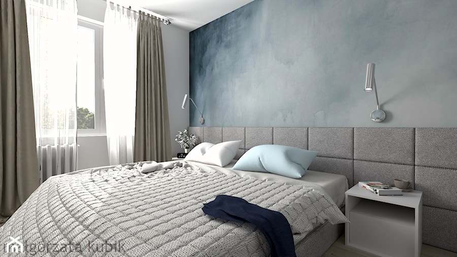 Mieszkanie w Zamościu - Mała czarna szara sypialnia, styl nowoczesny - zdjęcie od Malgorzata Kubik