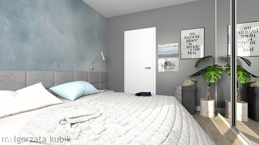 Mieszkanie w Zamościu - Mała czarna szara sypialnia, styl nowoczesny - zdjęcie od Malgorzata Kubik