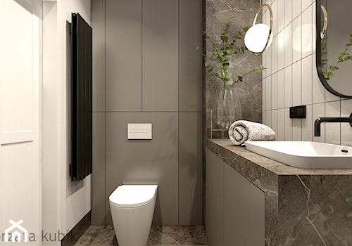 Elegancka łazienka - Mała bez okna z lustrem z marmurową podłogą łazienka, styl nowoczesny - zdjęcie od Malgorzata Kubik