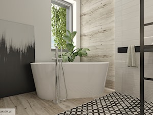 Łazienka z czarno białymi płytkami patchwork - zdjęcie od Malgorzata Kubik