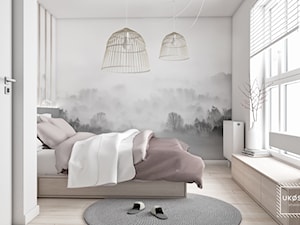 MIESZKANIE 51m2 - Mała biała sypialnia, styl minimalistyczny - zdjęcie od UKOSY studio