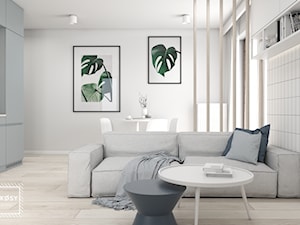 MIESZKANIE 40m2 - Średni szary salon z kuchnią z jadalnią, styl minimalistyczny - zdjęcie od UKOSY studio
